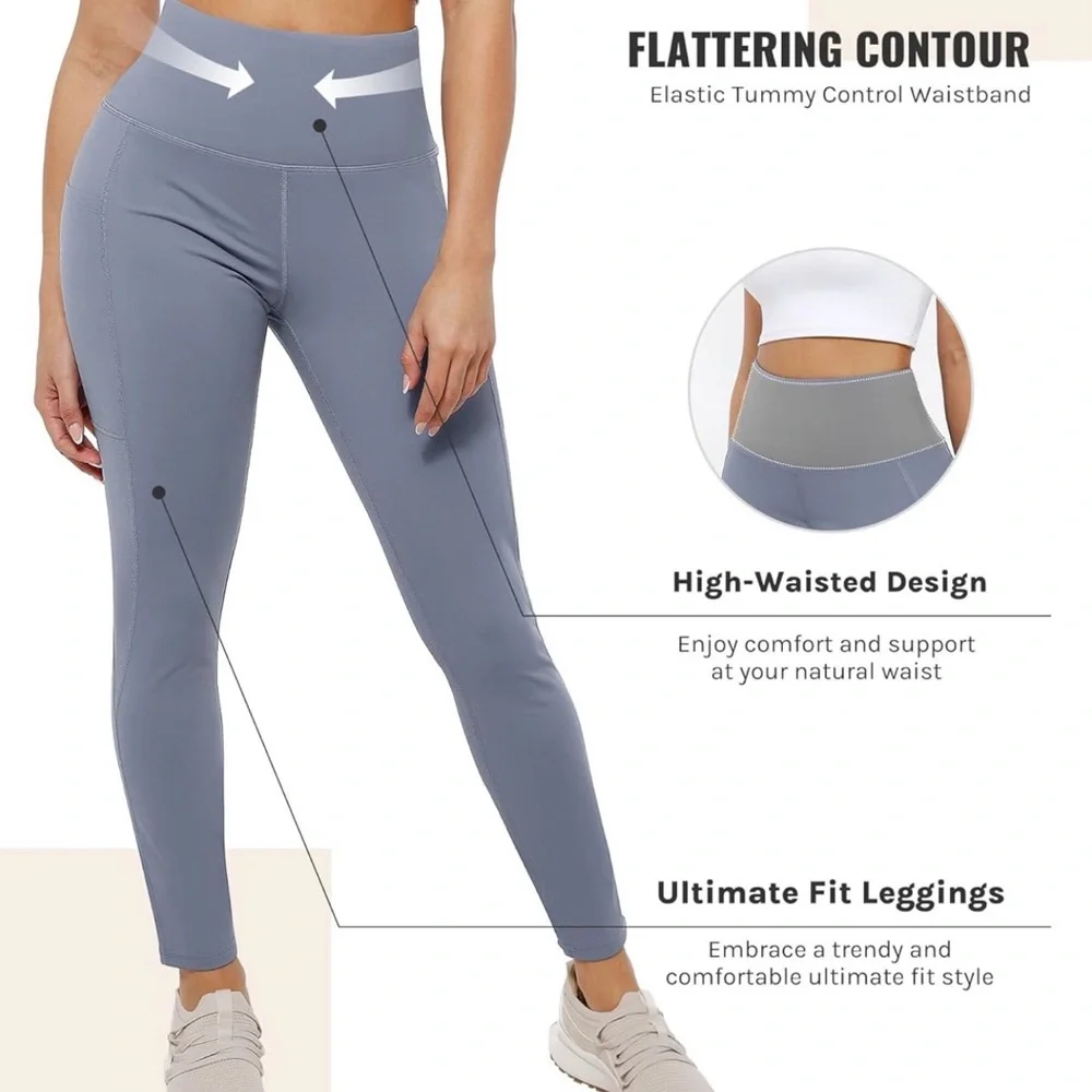 NWT Cosmolle Women's Leggings Medium Grey Soft Loose Leggings Workout Lounge NEW - Picture 5 of 7